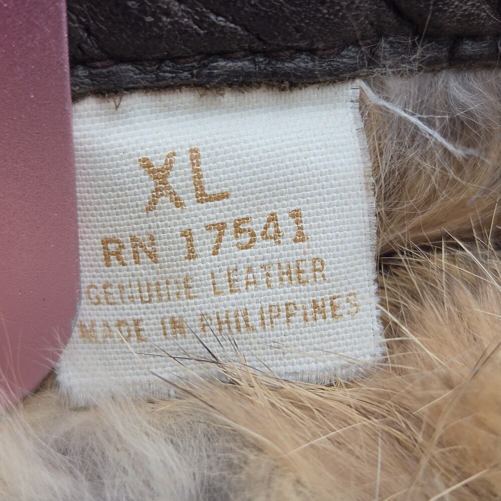 Men’s XL Genuine Leather Gloves Brown Real Rabbit Fur Lined Winter Dress Gloves - Picture 5 of 7